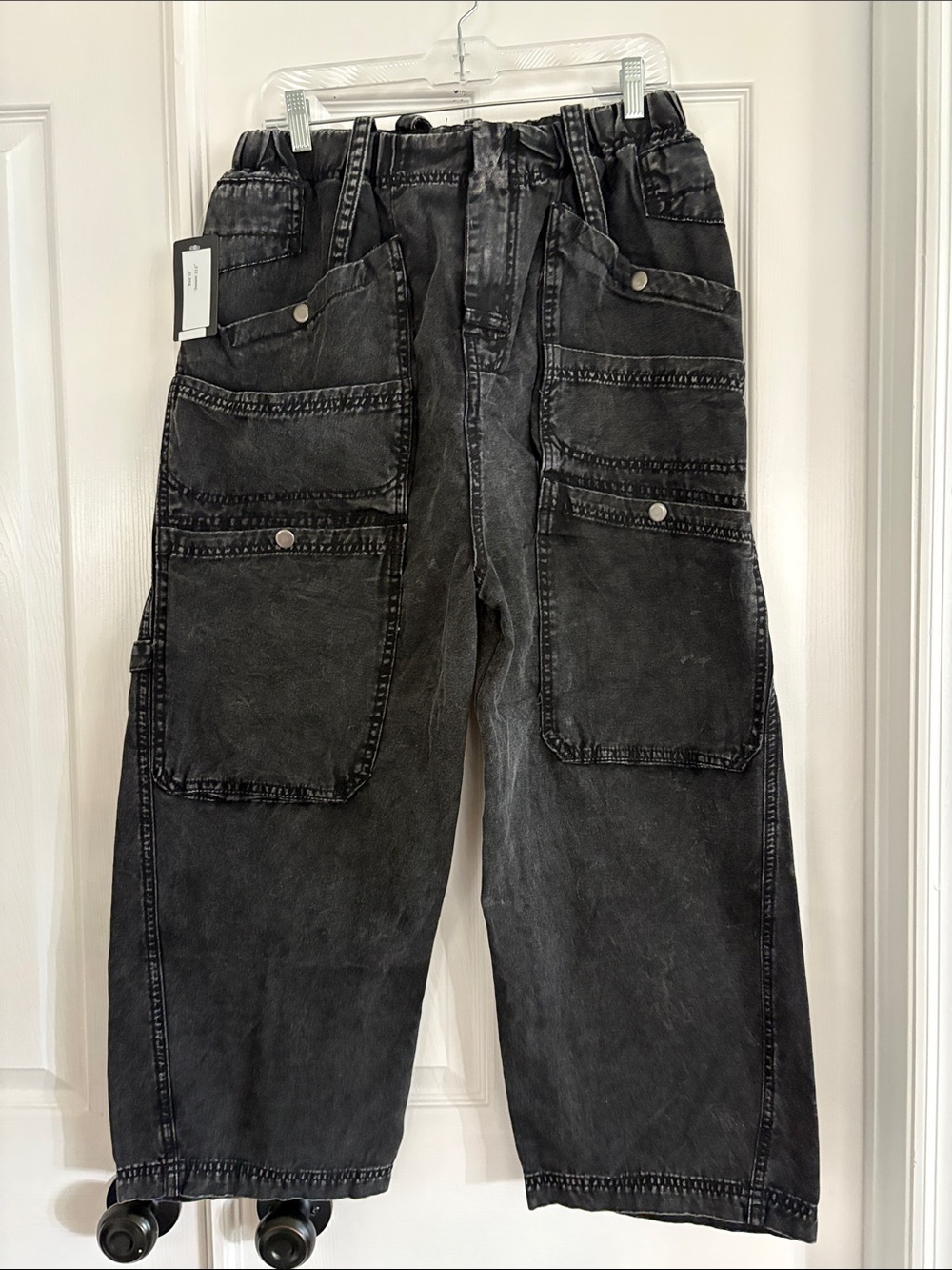 Oli & Hali Black baggy Utility Cargo streetwear high rise denim Jeans NEW